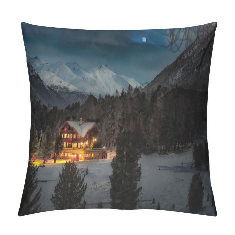 Personality  Alpin Hut In Snow Forest Pillow Covers