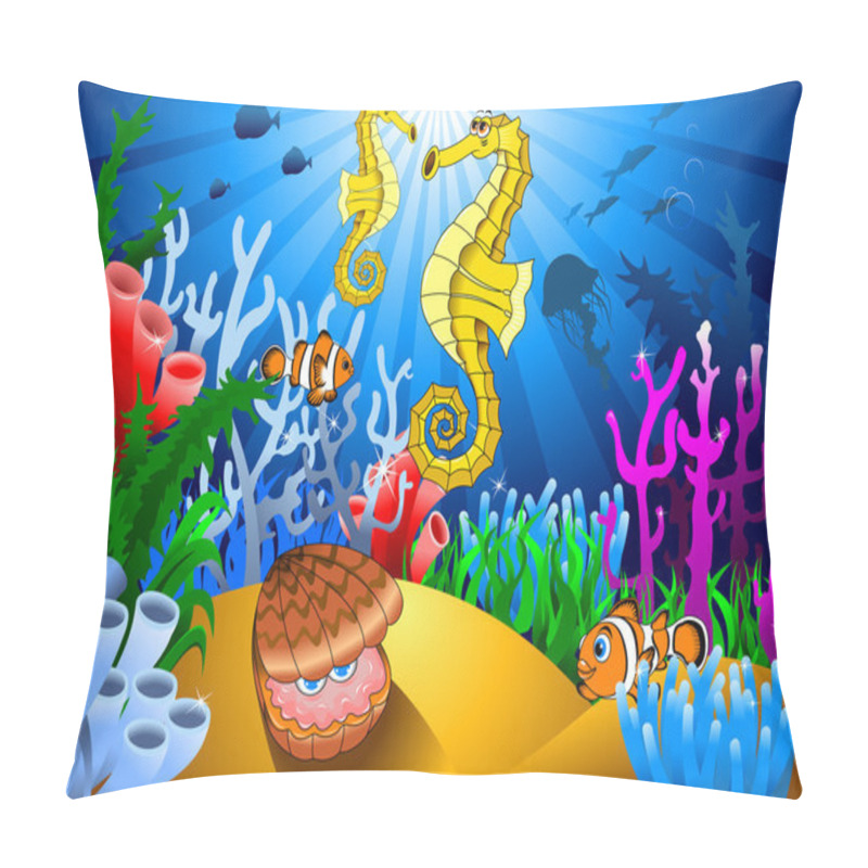 Personality  Seahorse And Shellfish On The Bottom Pillow Covers