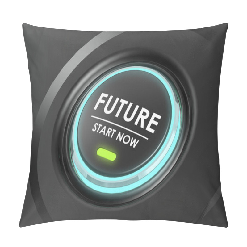 Personality  Future Start Now On Black Button, 3d Rendering Pillow Covers