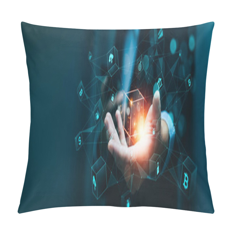 Personality  Blockchain Technology Concept, Revolutionizing Industries, Exploring The Boundless Potential Of Blockchain Technology For Secure, Decentralized Transactions And Immutable Digital Data Management Pillow Covers