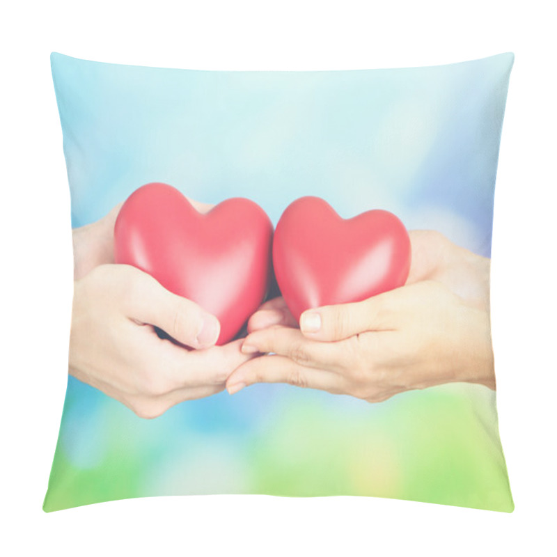 Personality  Hearts In Hands On Nature Background Pillow Covers