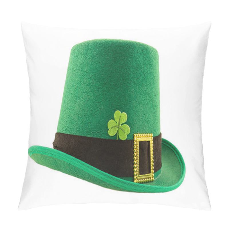 Personality  St Patrick Hat Green Retro Derby Clover Plaque Decoration Traditional Clothing White Background Pillow Covers