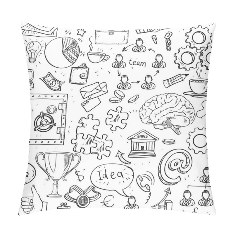 Personality  Seamless Pattern Of Black Doodles On Business And Money Theme Pillow Covers