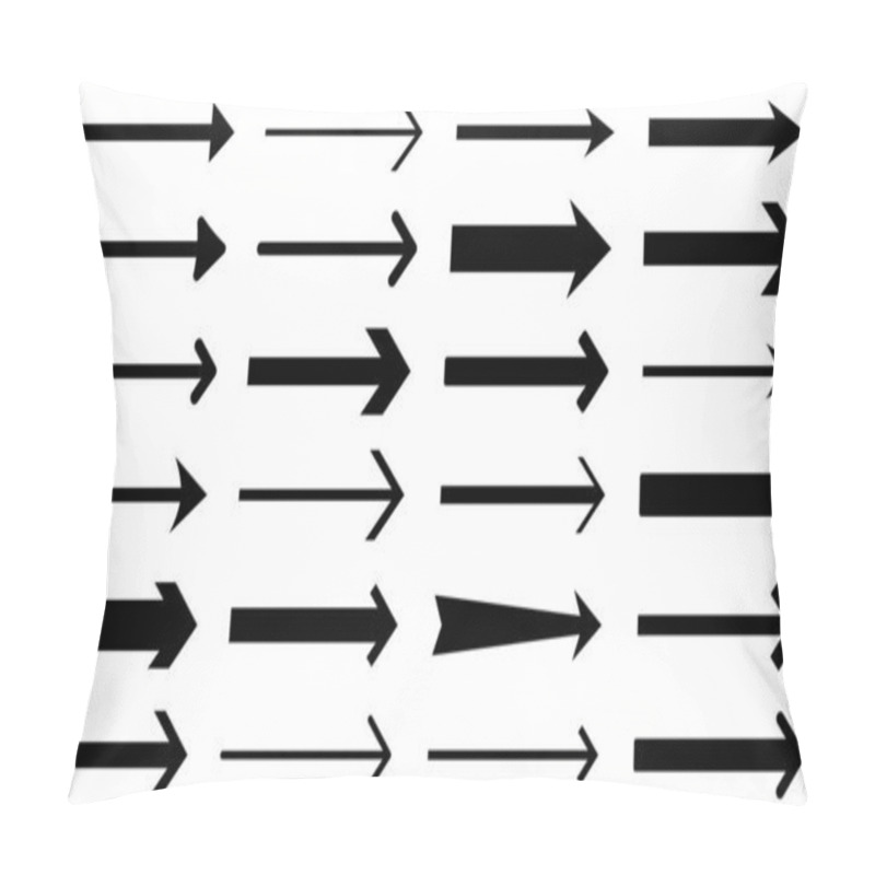 Personality  Vector Illustration Of Simple Black Arrows In Different Thicknesses And Styles, Emphasizing Clean And Straightforward Directional Designs. Pillow Covers