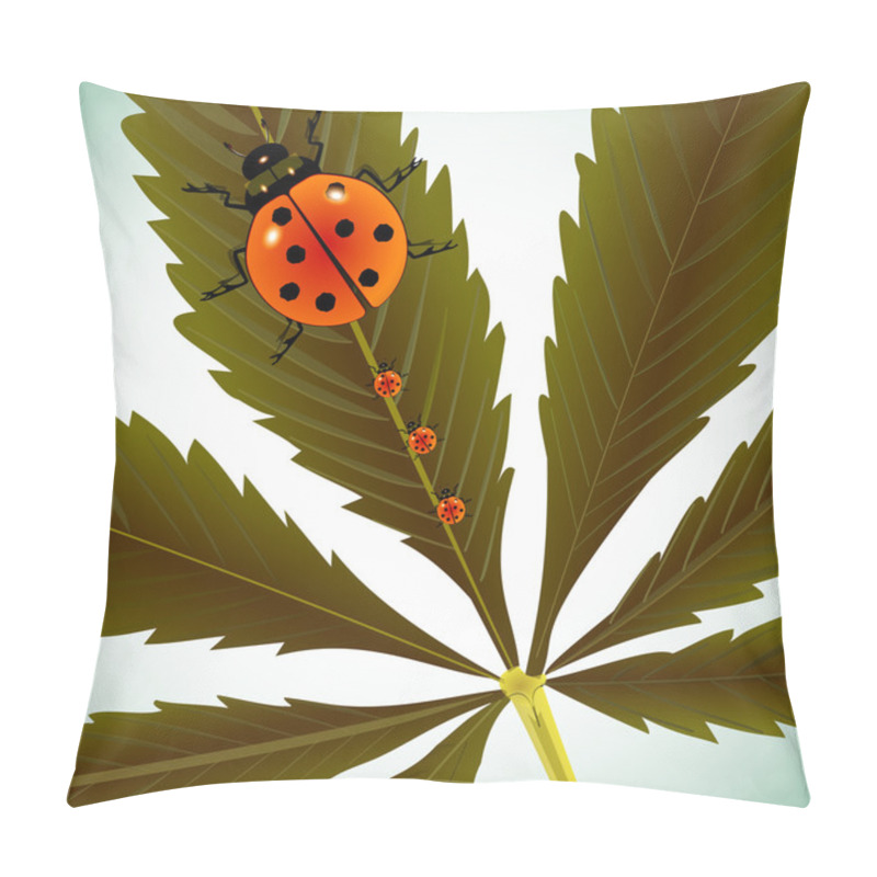 Personality  Ladybugs On Cannabis Leaf Pillow Covers