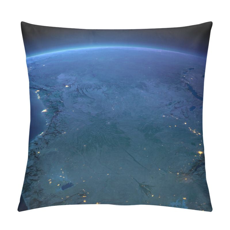 Personality  Detailed Earth. Southern Africa Angola And Congo On A Moonlit Ni Pillow Covers