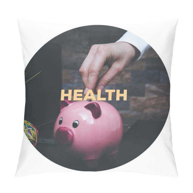 Personality  Businessman Putting Coin In Piggy Bank Pillow Covers