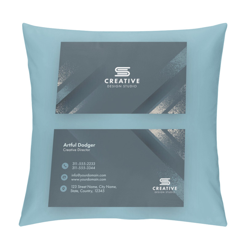 Personality  Business Card Horizontal Template Design With Noise Effect In Double-Sided. Pillow Covers