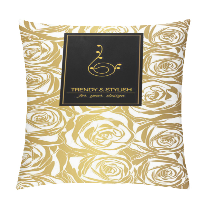 Personality  Elegant Floral Card With Roses And Place For Text. Flowers On Gold Background. Vector Illustration.  Pillow Covers