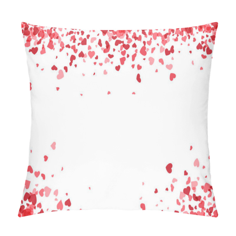 Personality  Love Valentine's Background With Pink Falling Hearts Over White. Pillow Covers