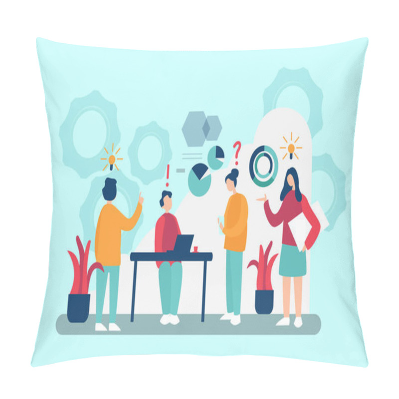 Personality  Finding Solutions Concept Vector Illustration. Creative Workers Offering Innovative Approach Cartoon Characters. Problem Solving, Brainstorming Idea. Top Managers Communication With Employees. Pillow Covers