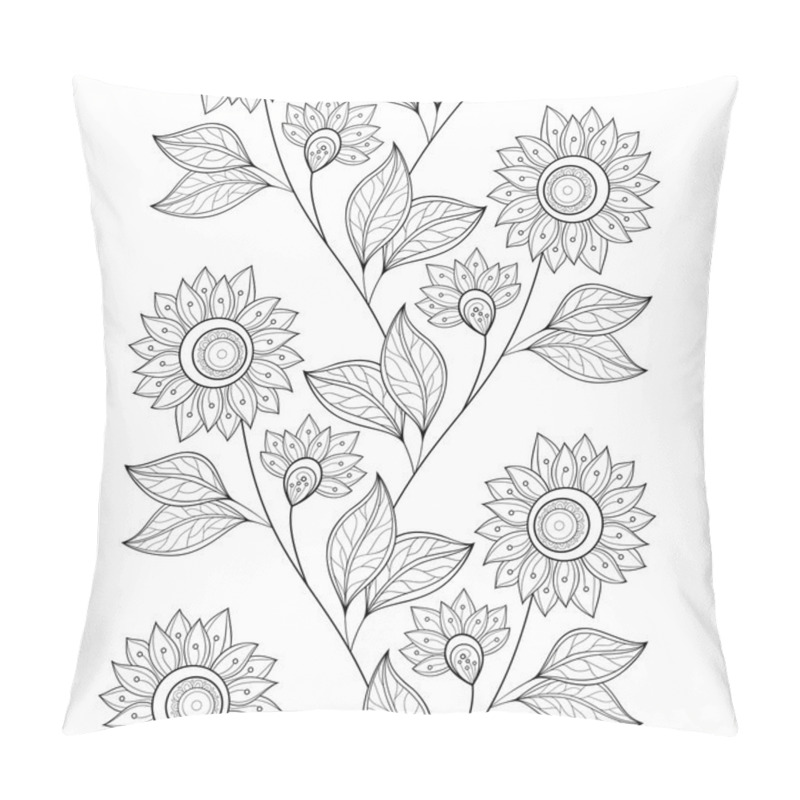 Personality  Seamless Monochrome Floral Pattern Pillow Covers