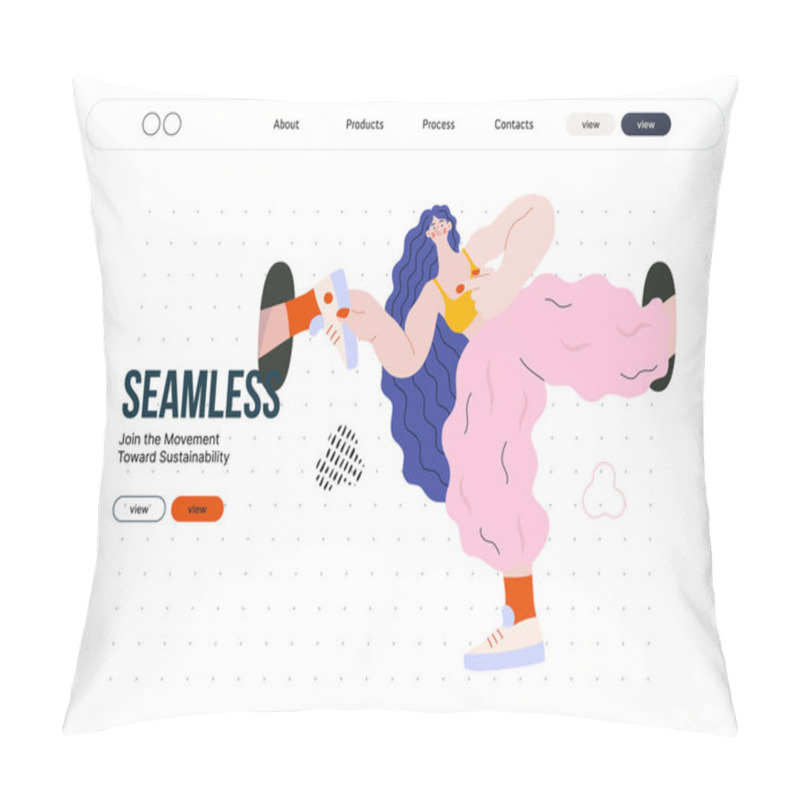 Personality  Life Unframed: Self-support -modern Flat Vector Concept Illustration Of A Girl In Infinite Loop. Metaphor Of Unpredictability, Imagination, Whimsy, Cycle Of Existence, Play, Growth And Discovery Pillow Covers