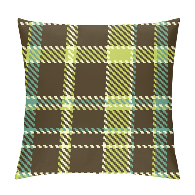 Personality  Seamless Checkered Green Brown Vector Pattern Pillow Covers