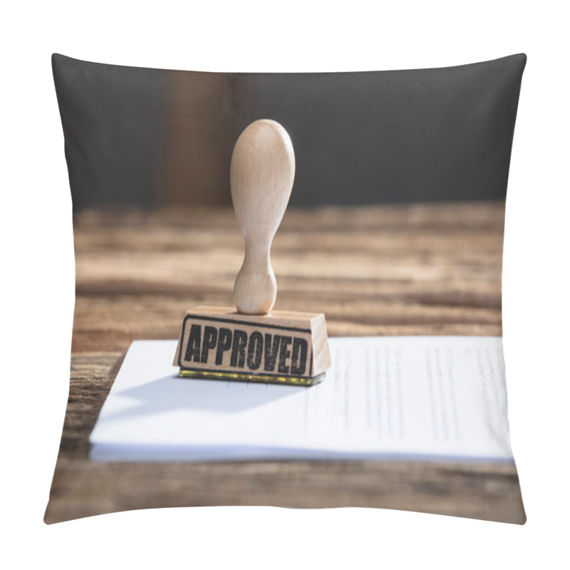 Personality  Close-up Of A Wooden Approved Stamp On Document Pillow Covers