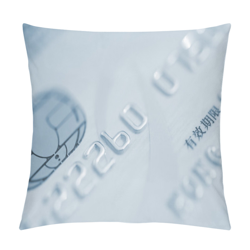 Personality  Close Up On The Microchip Of A Chinese Credit Card In Blue Tone, The Chinese Words Means Valid Date Pillow Covers