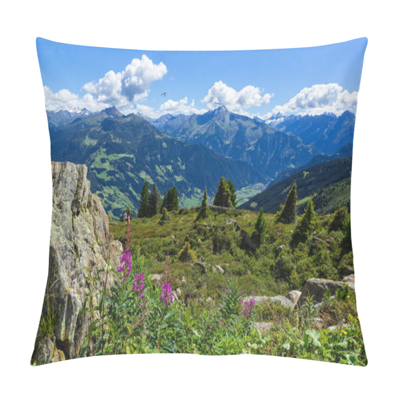 Personality  High Mountains View With Green Meadow And Stones In The Foreground.  Zillertal High Alpine Road, Austria, Tirol, Zillertal Pillow Covers