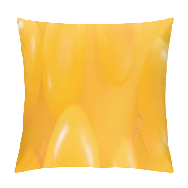 Personality  Panoramic Shot Of Yellow Balloons On Yellow Background Pillow Covers