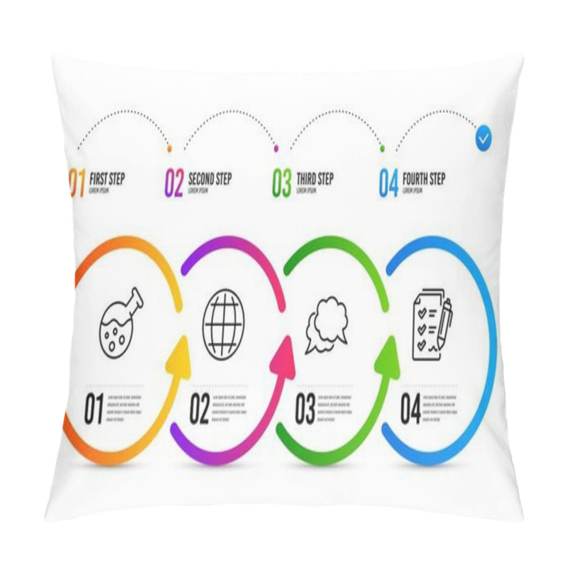 Personality  Chemistry Lab, Chat Message And Globe Icons Set. Survey Checklist Sign. Vector Pillow Covers