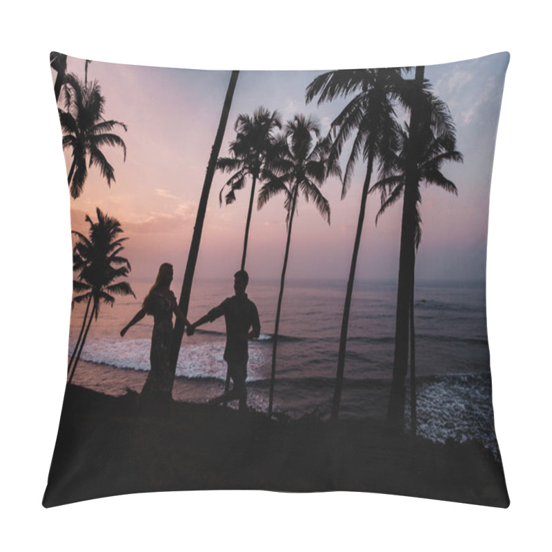 Personality  Happy Young  Couple Walking On Beach On The Holidays,  Sri Lanka Pillow Covers