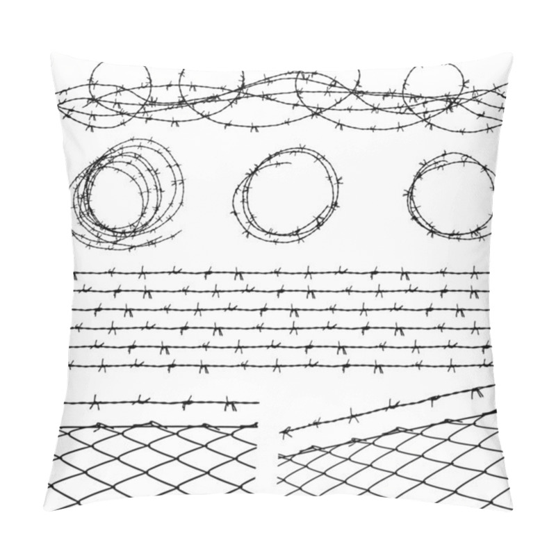 Personality  Some Barbed Wire Elements With Fence And A Barbed Wire Seamless Module In A Separate Layer Pillow Covers