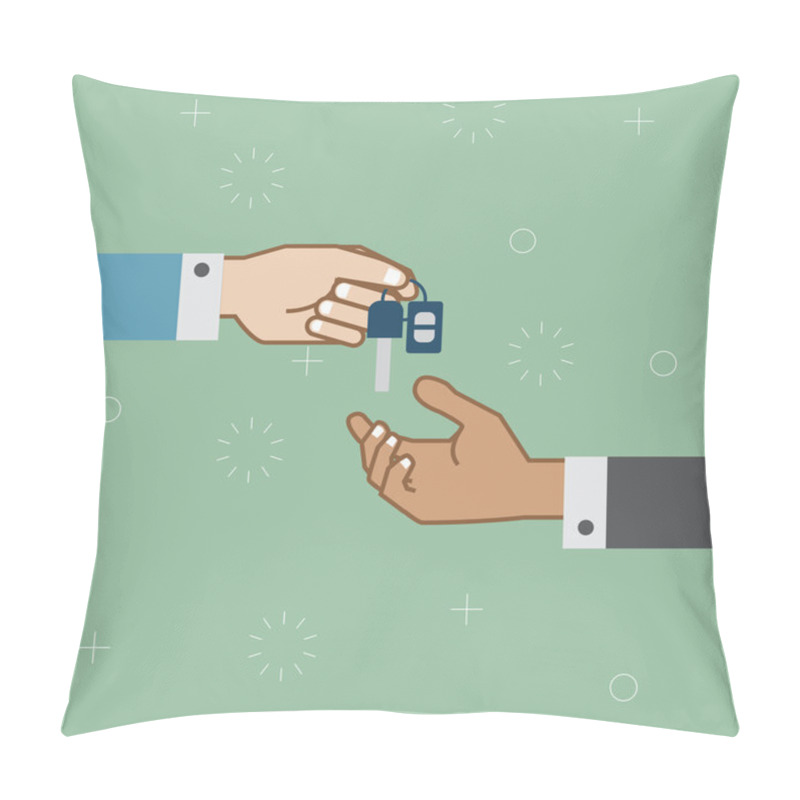 Personality  Buy, Sell, Rent, Vehicle,hand Holding Car Key Pillow Covers