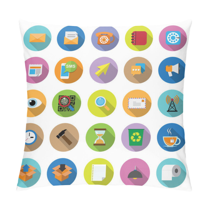 Personality  Flat Icons Collection With Long Shadow Pillow Covers