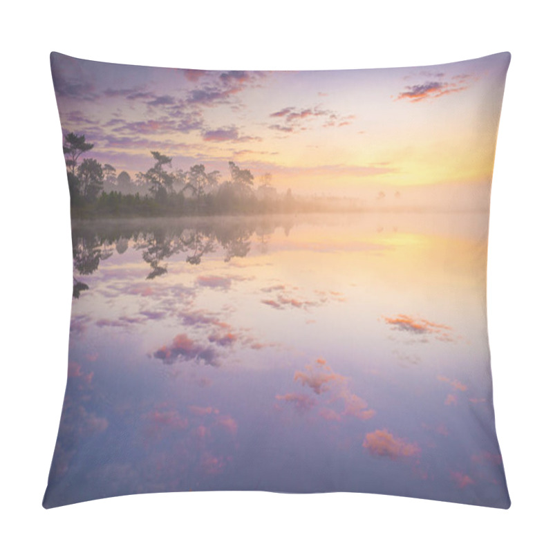 Personality  Rays Of Sunrise Over The Lake With Reflection Mist On The Water, Pillow Covers