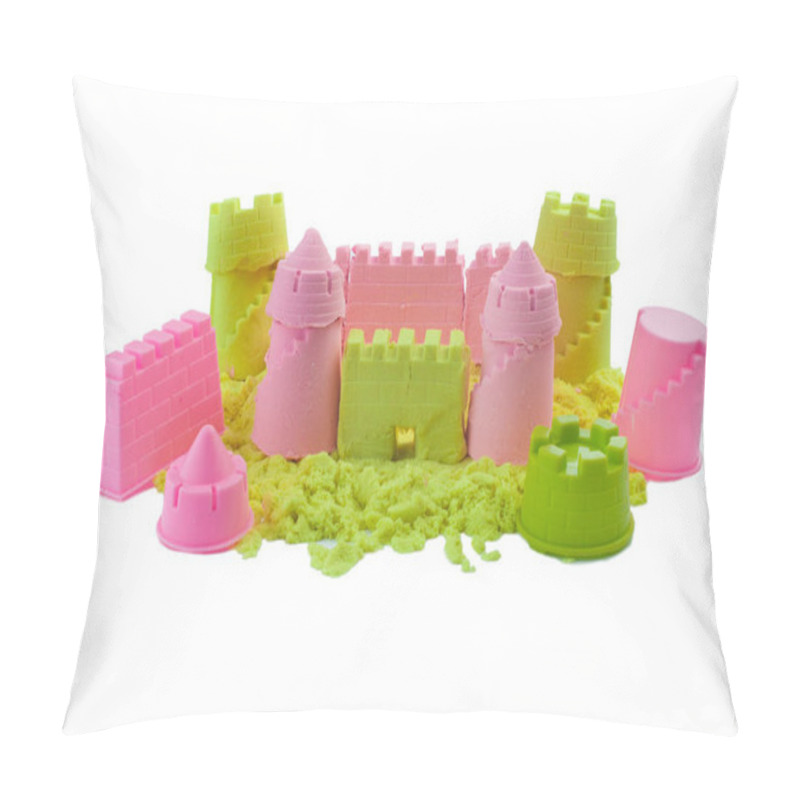 Personality  Castle Made Of Kinetic Sand Isolated On White Background Pillow Covers