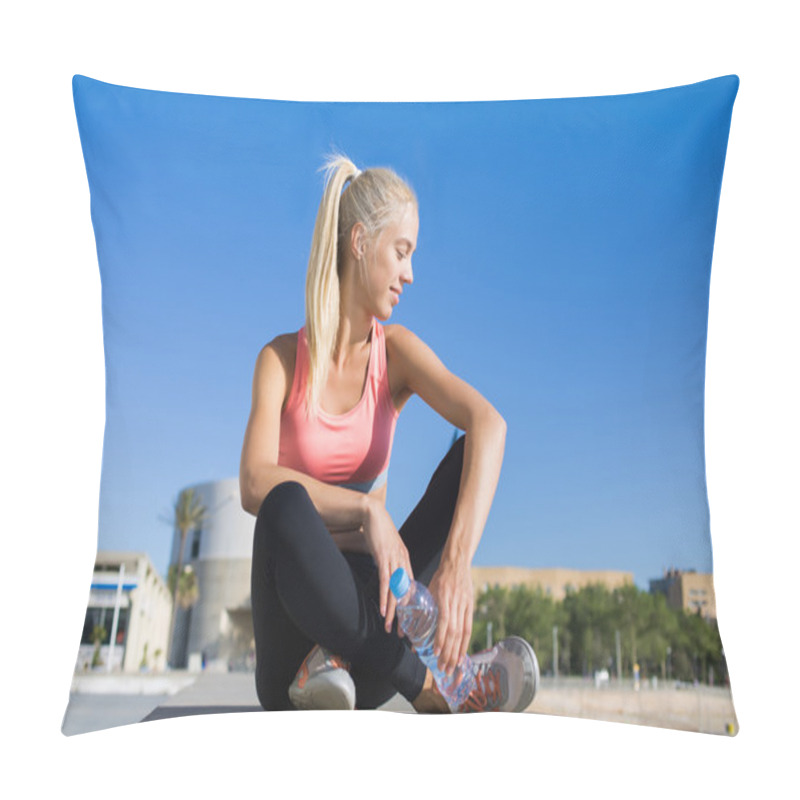 Personality  Woman Taking Break After Physical Exercise Pillow Covers