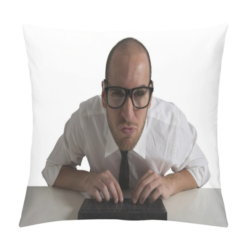 Personality  Businessman Works With Computer Pillow Covers