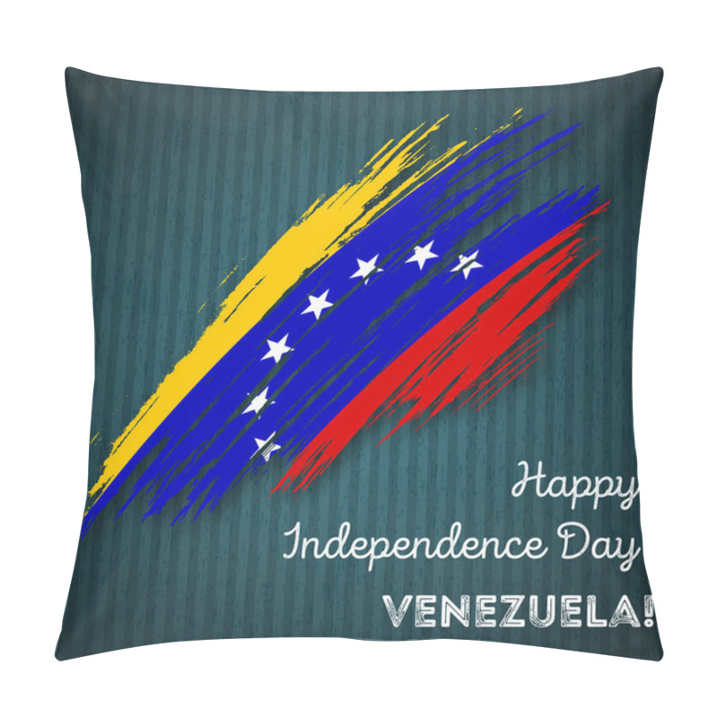 Personality  Venezuela Independence Day Patriotic Design Expressive Brush Stroke In National Flag Colors On Dark Pillow Covers