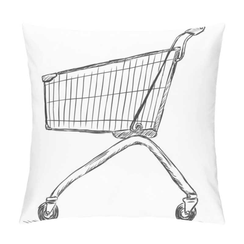 Personality  Vector Sketch Illustration - Trolley For Shopping Pillow Covers