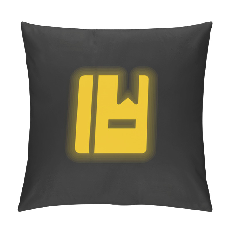 Personality  Book With Marker Yellow Glowing Neon Icon Pillow Covers