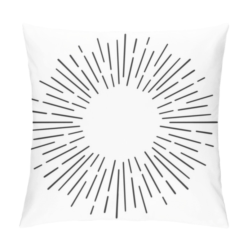 Personality  Sunburst Doodle Line Art. Hand Drawn Sun Burst, Round Banner With Circle Explosion. Retro Sketch Radial Rays, Black Frame Isolated On White Background. Monochrome Handmade Design Element Pillow Covers