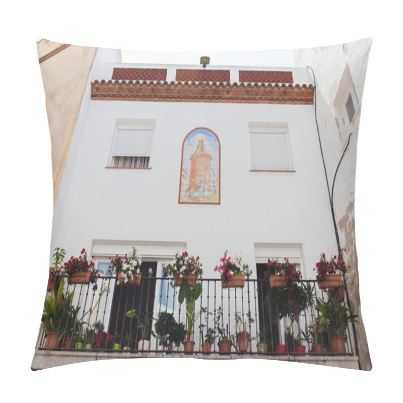 Personality  Low Angle View Of Painting On Tile On Facade Of House In Catalonia, Spain  Pillow Covers