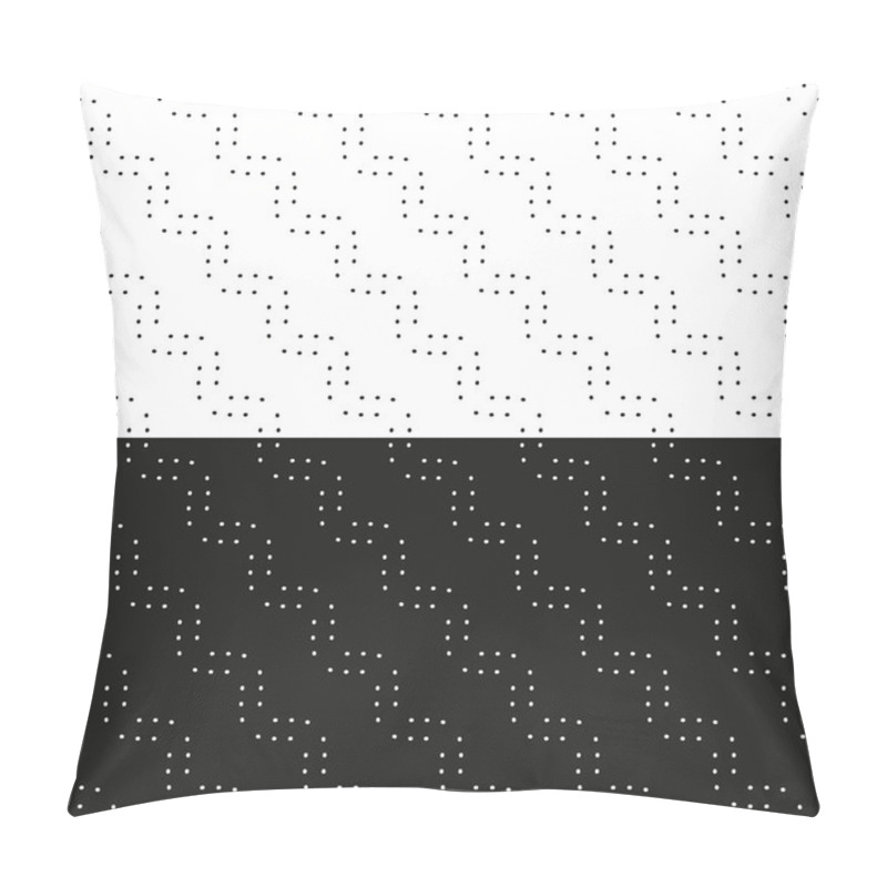 Personality  Set Of Abstract Seamless Black And White Patterns Of Wavy Dotted Lines. Vector Eps 10. Pillow Covers