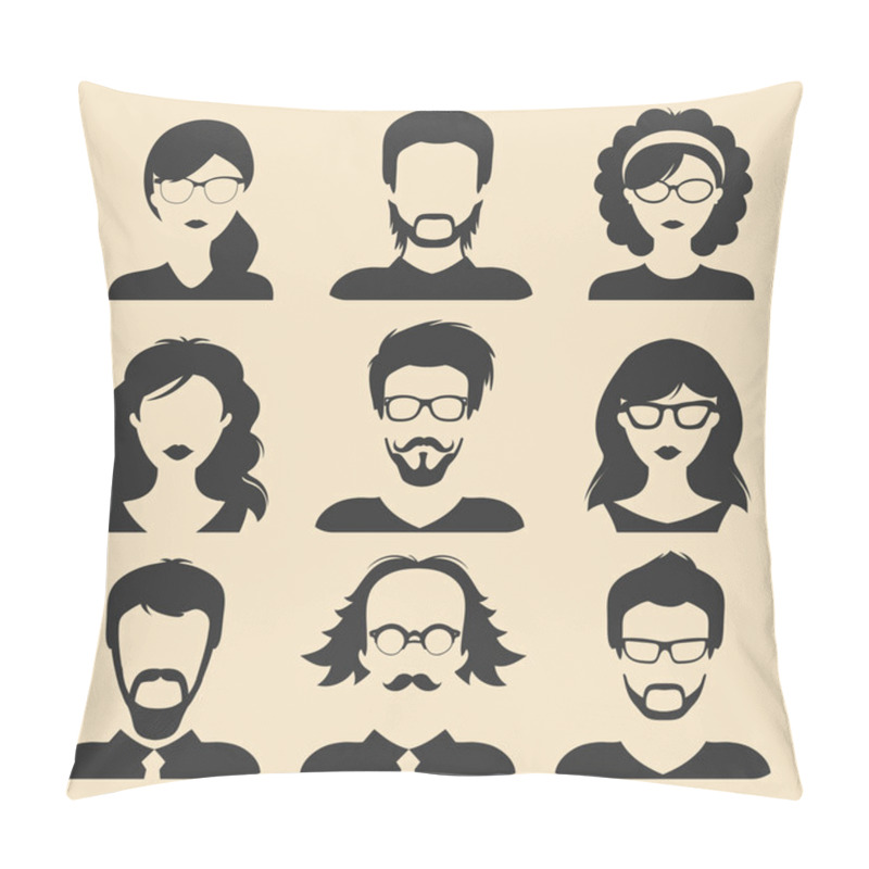 Personality  Set Of Different Male And Female Icons Pillow Covers