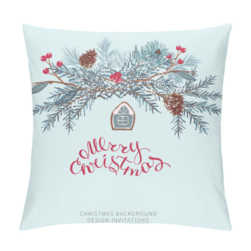 Personality  Arrangement Of Coniferous Twigs, Pine Cone And Red Berries Pillow Covers