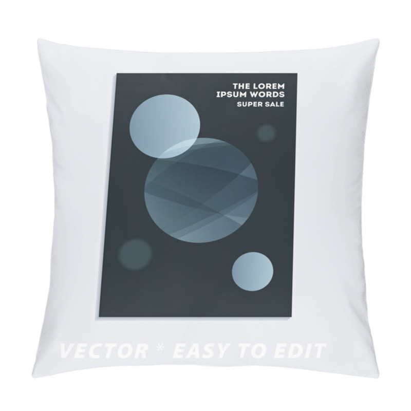 Personality  Brochure With Black Abstract Design Cover, Party Flyer In A4 With Grey Smooth Round For Club, Celebration, Anniversary Pillow Covers