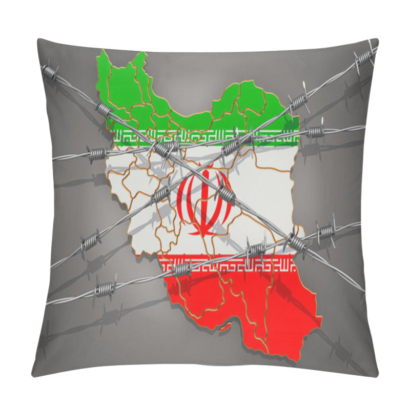 Personality  Map Of Iran With Barbed Wire, 3D Rendering Pillow Covers