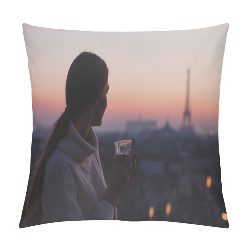 Personality  Woman  With Cup Of Coffee Pillow Covers