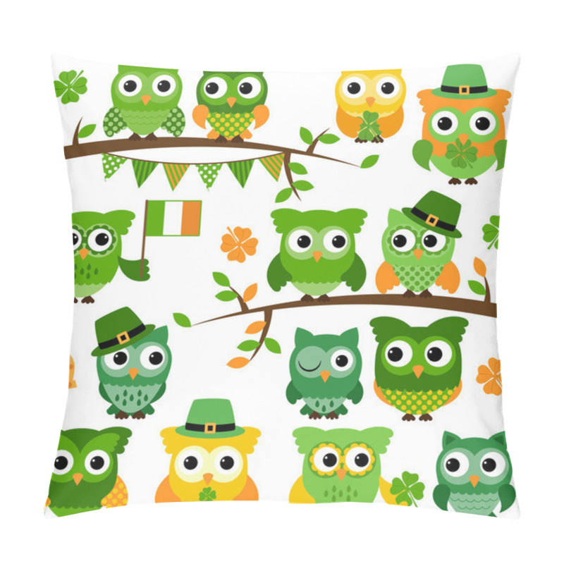 Personality  Large Vector Collection Of St Patrick's Day Themed Owls Pillow Covers