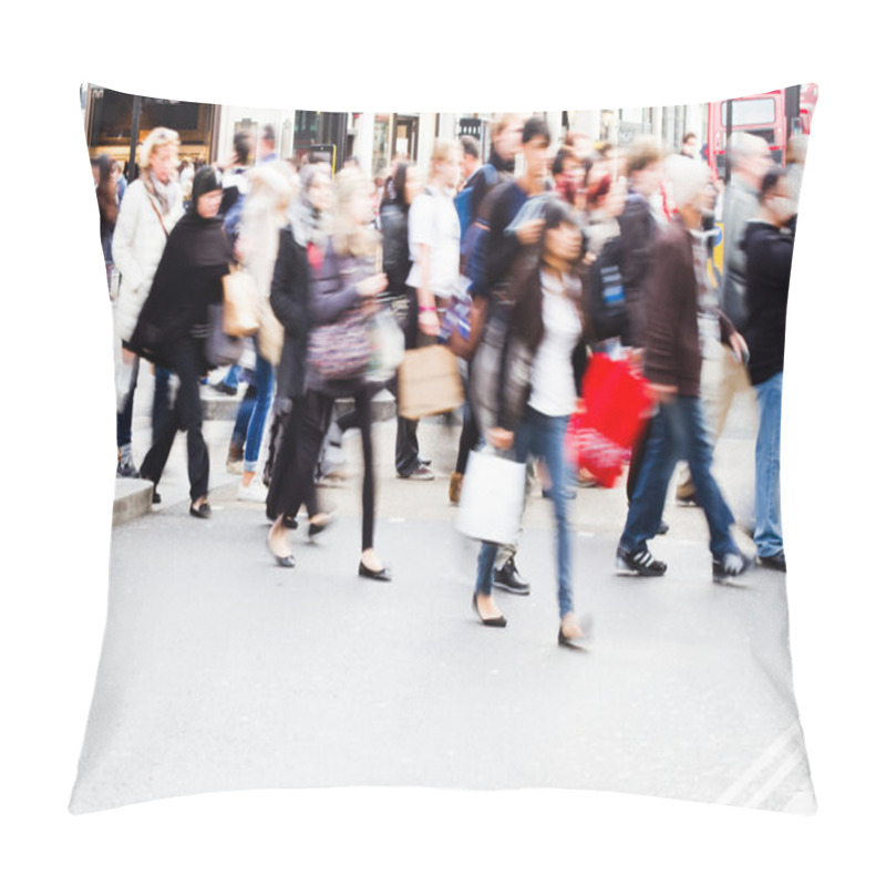 Personality  People In Motion Blur Crossing A Street In London City Pillow Covers