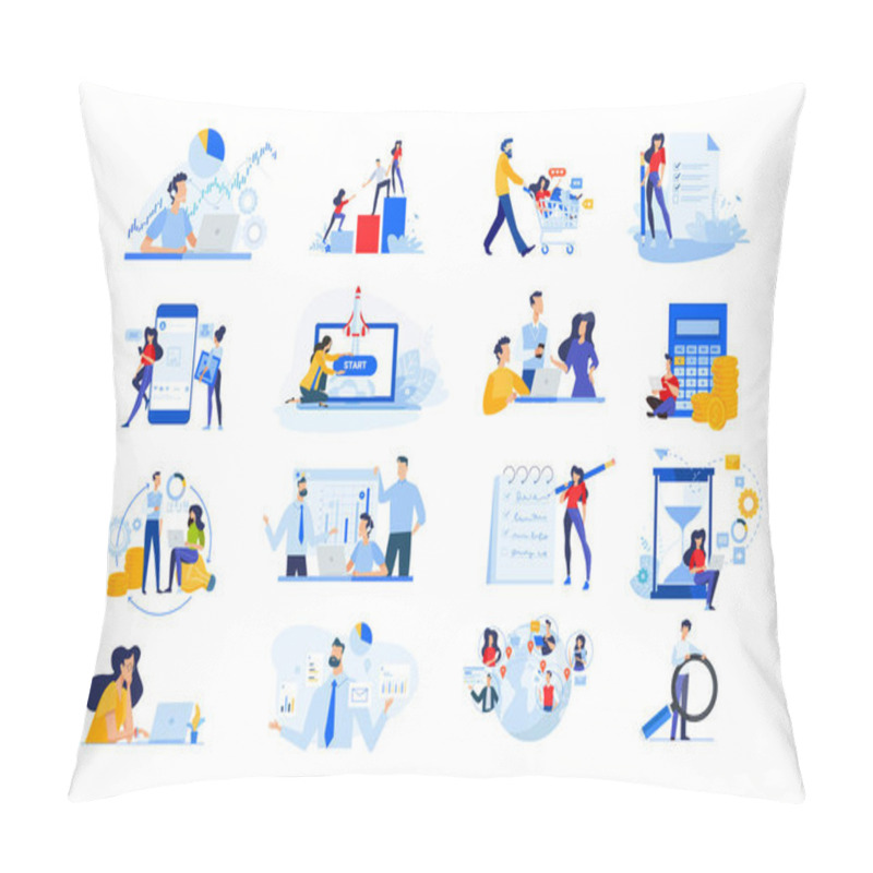 Personality  Set Of Modern Flat Design People Icons. Vector Illustration Concepts Of Startup, Time Management, Social Network, E-commerce, Data Analytics, Market Research, Business Presentation, Finance, Marketing Pillow Covers