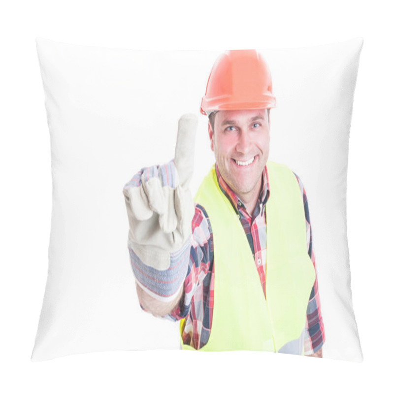 Personality  Happy Constructor Pointing Finger Or Showing Number One Pillow Covers