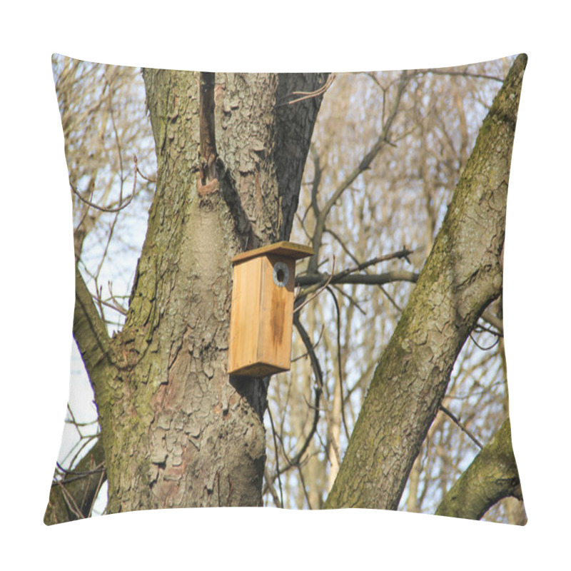 Personality  Wooden Bird House On A Tree In Vilnius Lithuania Pillow Covers