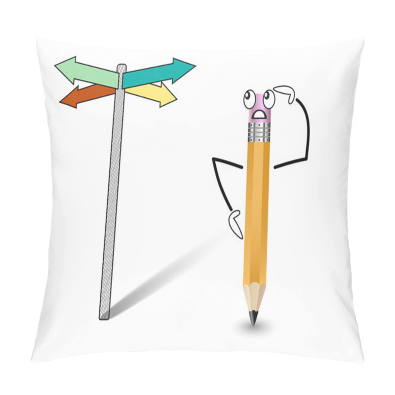 Personality  Cheerful Pencil At A Crossroads Pillow Covers