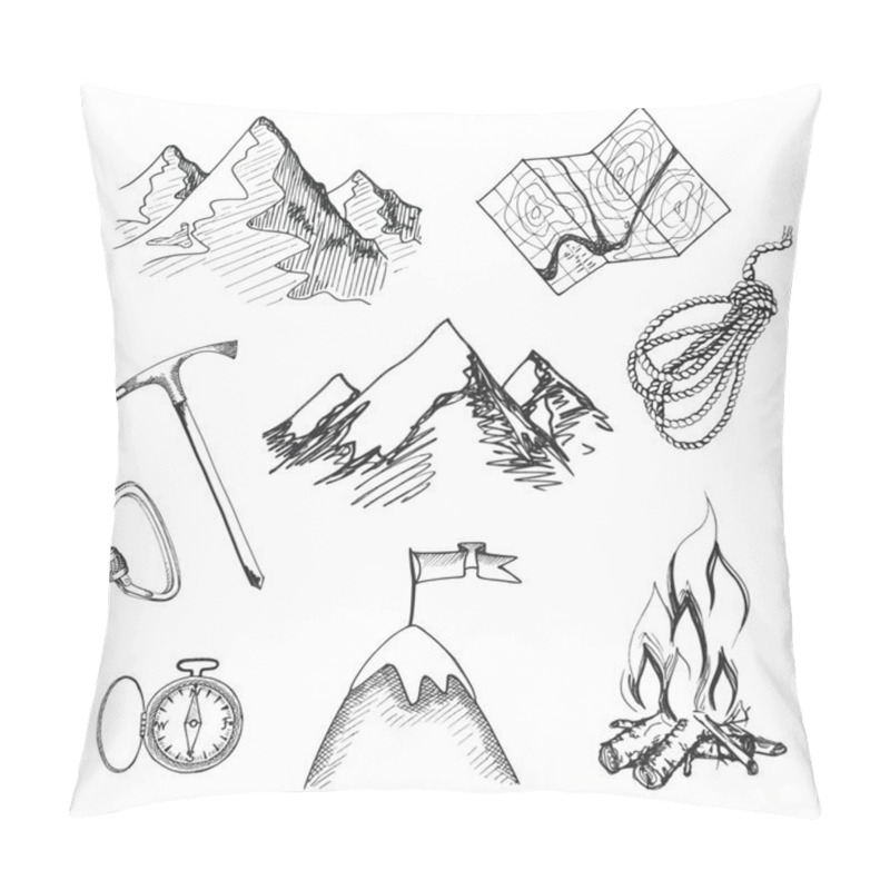 Personality  Mountain Climbing Camping Icons Pillow Covers