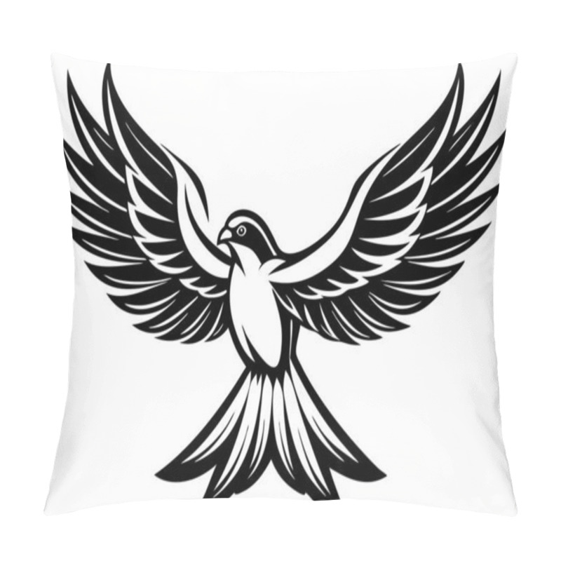 Personality  Stylized Flying Bird Illustration Highlighting Freedom And Grace Pillow Covers